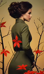 an image of woman in the picture with flowers on her body