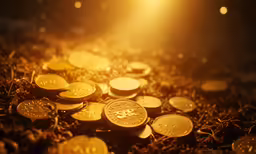 the coins are laying on the ground in a lot
