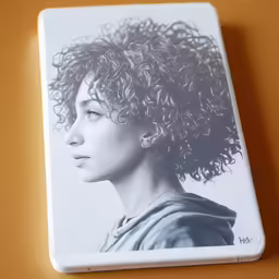 a portrait of a woman with curly hair
