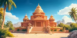 a scenic scenery with steps and buildings