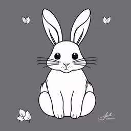 a drawing of a rabbit sitting on the ground