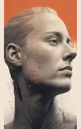 an illustration shows a person with a face up and without a nose