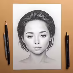 a drawing with a pencil on a table