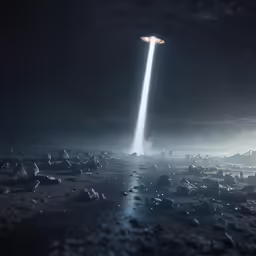 a very long object in the sky with light on it