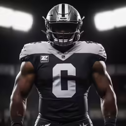 a black and white photo of a football player