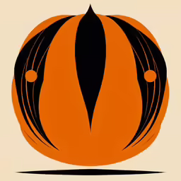 an orange pumpkin with a black stripe in the middle