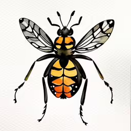 a watercolor drawing of a bee insect,a watercolor drawing of a bee on white paper