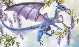 a painting of a dragon hanging on to a branch