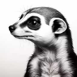 a black and white portrait of a small animal
