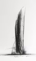 an abstract piece of artwork with black and white