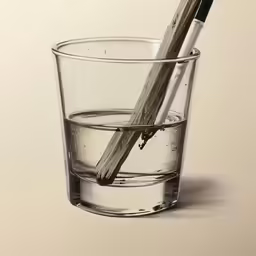 an open toothbrush in a glass on the ground