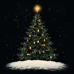 a small christmas tree in the dark with lights on