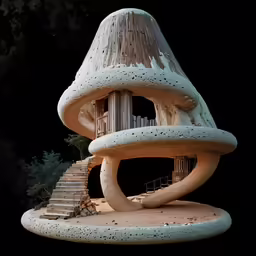 the building appears to be a mushroom like structure