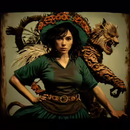 a person with her hands on her hips and a hat on