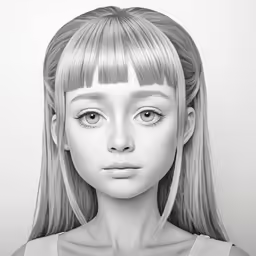 a drawing of a girl with hair in a ponytail