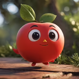 a little red apple with a sad face