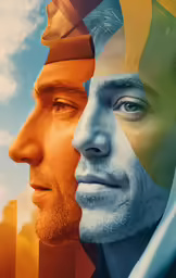 an image of two men, both facing opposite directions