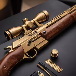 a guns gun that is sitting on the table
