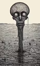 an image of a creepy alien head with two eyes