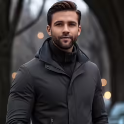 a man with a beard and grey jacket