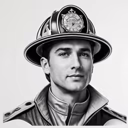 a man is wearing a fire helmet