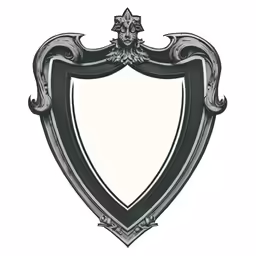 the back of a black and white shield
