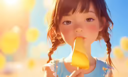 the doll is eating a piece of fruit