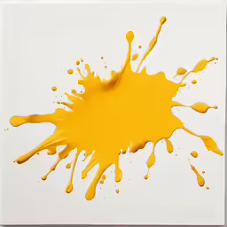a picture of yellow paint spilling on the side of a wall