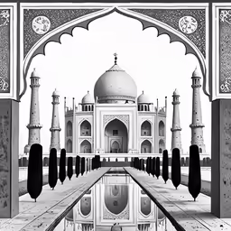 a drawing of a building with an archway and pillars