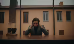 a man is staring at something in front of him
