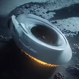 an inflatable toilet floats upside down into the water