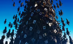a large cluster of objects piled together