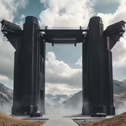 a very large bridge that has many towers on it