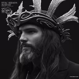 the artist wearing a crown is featured in the image