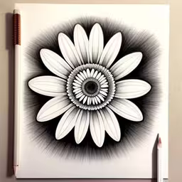 a picture with a pen on it and a flower