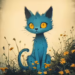 there is a picture of a cat with yellow eyes