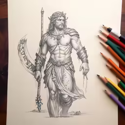 a drawing of the greek hero hercules
