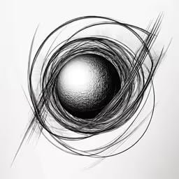 the sphere in a black and white illustration