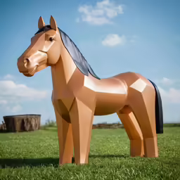 the big horse is in the grass