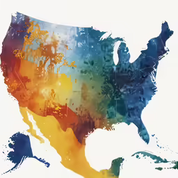 colorful map of the united states is made up of several different shades
