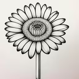 a drawing of a single flower on a long stem