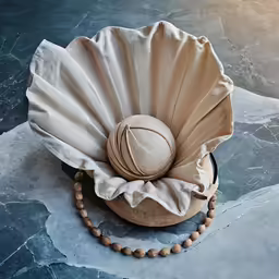 a beige shell has a beaded necklace on the front