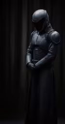 the man in a knight outfit is standing