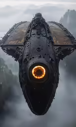 an artistic picture of a space ship in the air