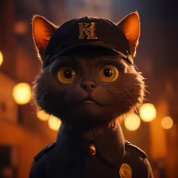 a cat wearing a military uniform in a still life photograph