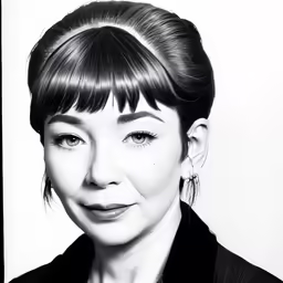 a woman with bangs and bangs in her hair