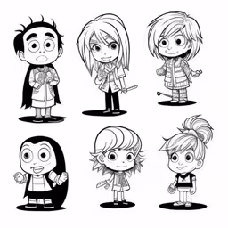 the characters in a cartoon form,cartoon character animation boy and girl and their expressions