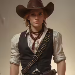 a women dressed up in a western style outfit