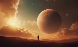 a person standing near an exoplane