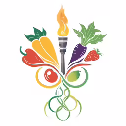the festival logo features colorful vegetables and a torch
